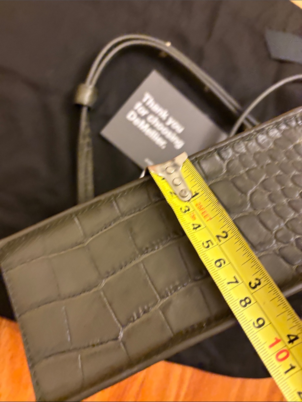 DeMellier Black Croc-Embossed Mini Crossbody with Gold Square Clasp - Picture 12 of 13